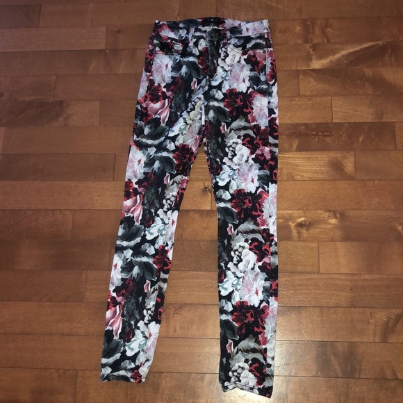 7 For All Mankind Mid-Rise Skinny Contour Jeans, Gallery Floral size 24 - Picture 6 of 12